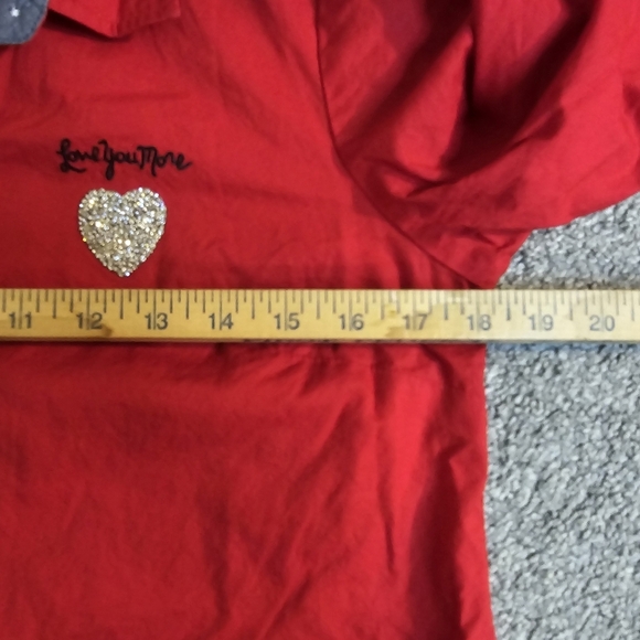 Tommy Hilfiger Love You More Sparkle Heart Small Button-down Red Preppy - Picture 5 of 8